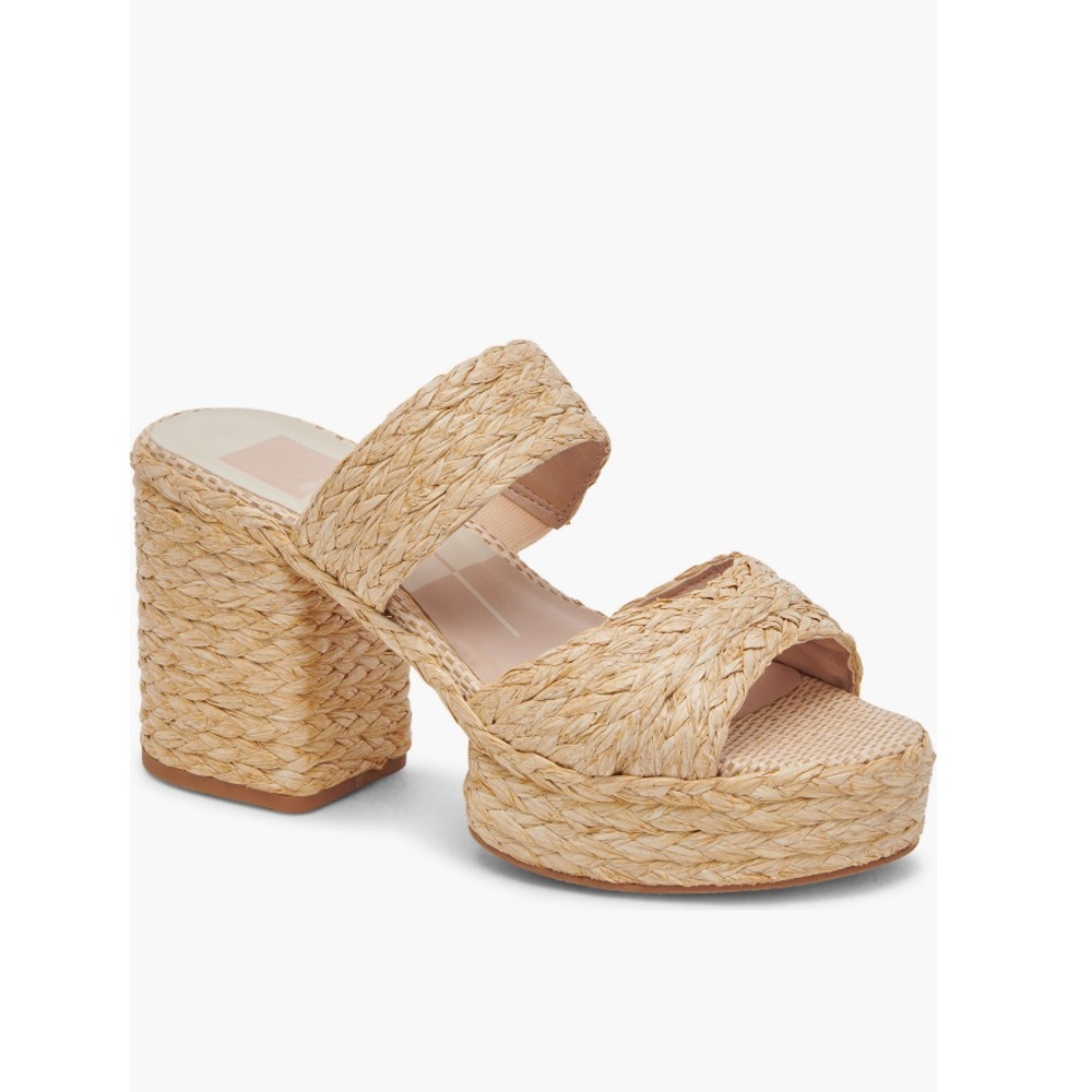 Dolce Vita Latoya Raffia Platform Sandal Light Natural Raffia Women’s Size 11